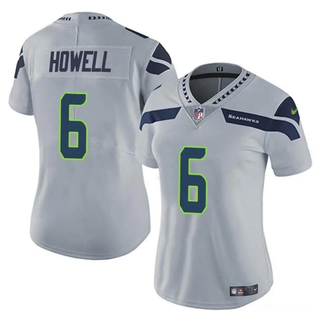 Women's Seattle Seahawks #6 Sam Howell Gray Vapor Limited Football Stitched Jersey(Run Small)